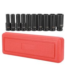 (As show, One size) 10pcs 1/2 Inch Deep Impact Socket Tool Set 6 Point Head Adapter Repairing Tool High Hardness