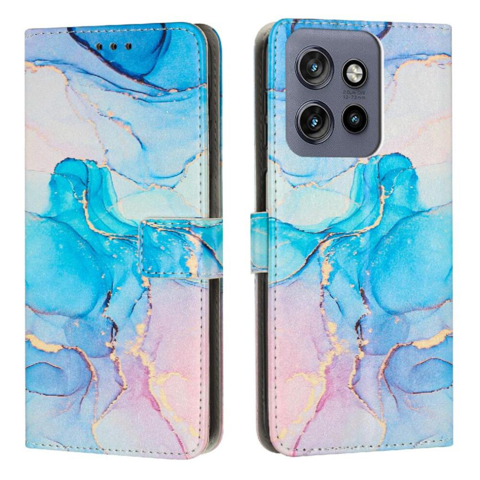 (Soft ) Flip Case For Motorola Thinkphone 25 Painted Marble Card Insertion Buckle Flap Wallet Case Green 764563409501