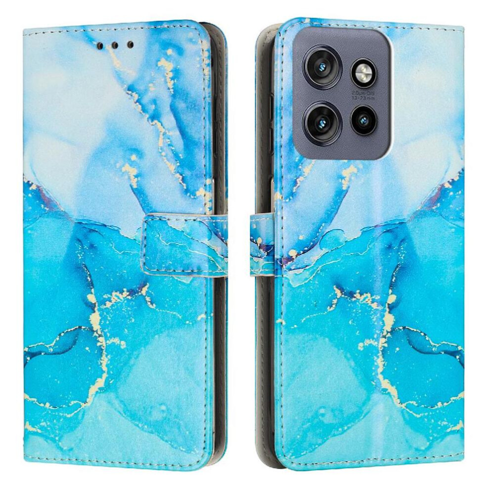 (Bluish ) Flip Case For Motorola Moto S50 5G Painted Marble Wallet Case Buckle Flap Card Insertion Green 764563409631