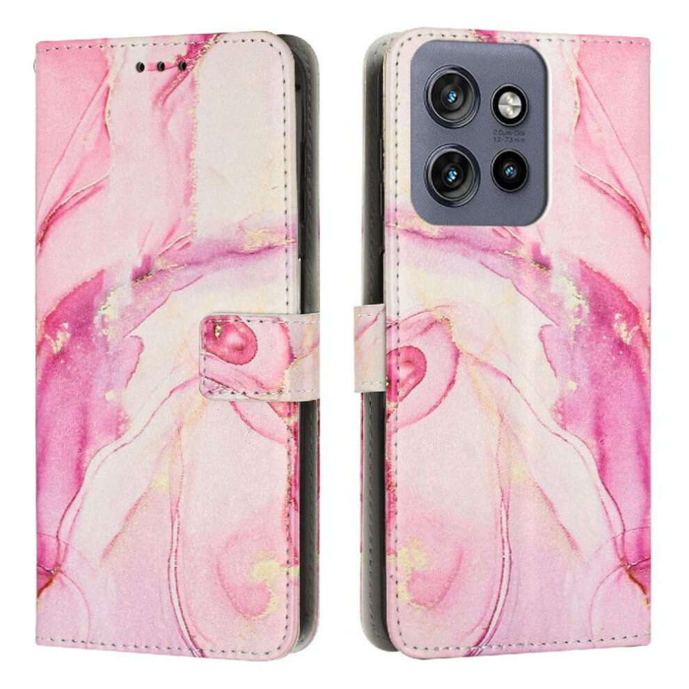 (Rose ) Flip Case For Motorola Moto S50 5G Painted Marble Wallet Case Buckle Flap Card Insertion Gold 764563409617