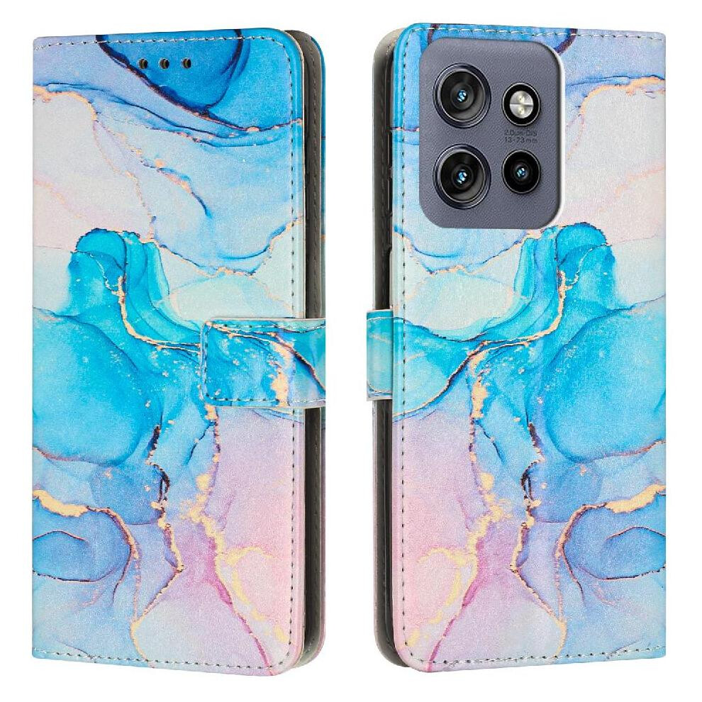 (Soft ) Flip Case For Motorola Moto S50 5G Painted Marble Wallet Case Buckle Flap Card Insertion Green 764563409600