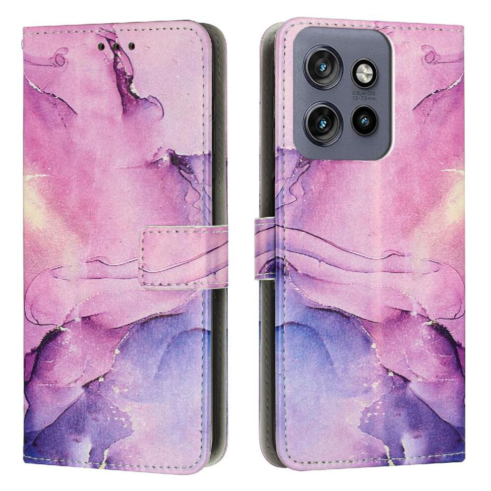 (Purple) Flip Case For Motorola Moto S50 5G Painted Marble Wallet Case Buckle Flap Card Insertion Purple 764563409594