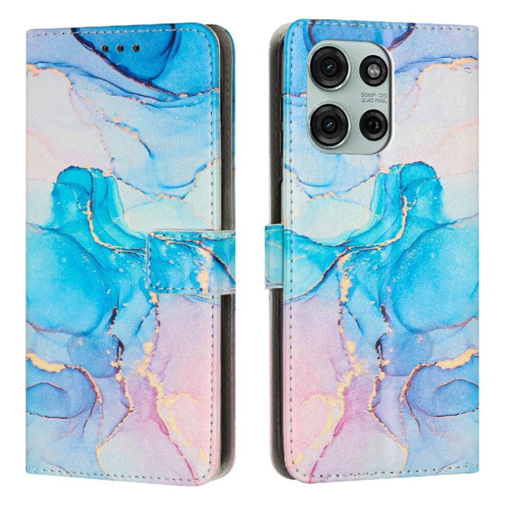 (Soft ) Flip Case For Motorola Moto G75 Buckle Flap Card Insertion Wallet Case Painted Marble Green 764563409655
