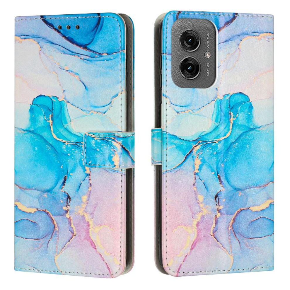 (Soft ) Flip Case For Motorola Moto G55 5G Painted Marble Card Insertion Wallet Case Buckle Flap Green 764563409709