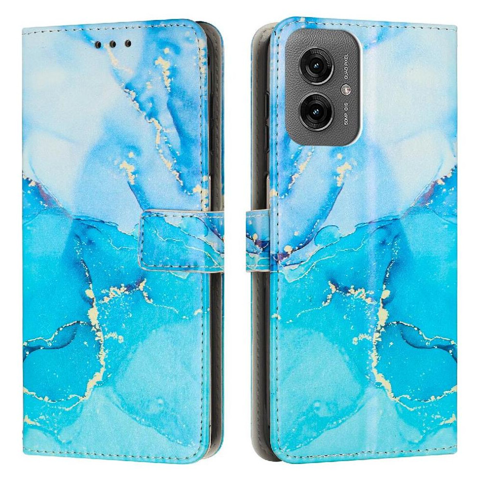 (Bluish ) Flip Case For Motorola Moto G55 5G Painted Marble Card Insertion Wallet Case Buckle Flap Green 764563409730