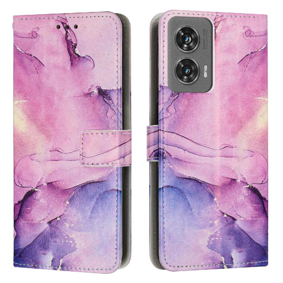 (Purple) Flip Case For Motorola Moto G35 5G Wallet Case Buckle Flap Painted Marble Card Insertion Purple 764563409747