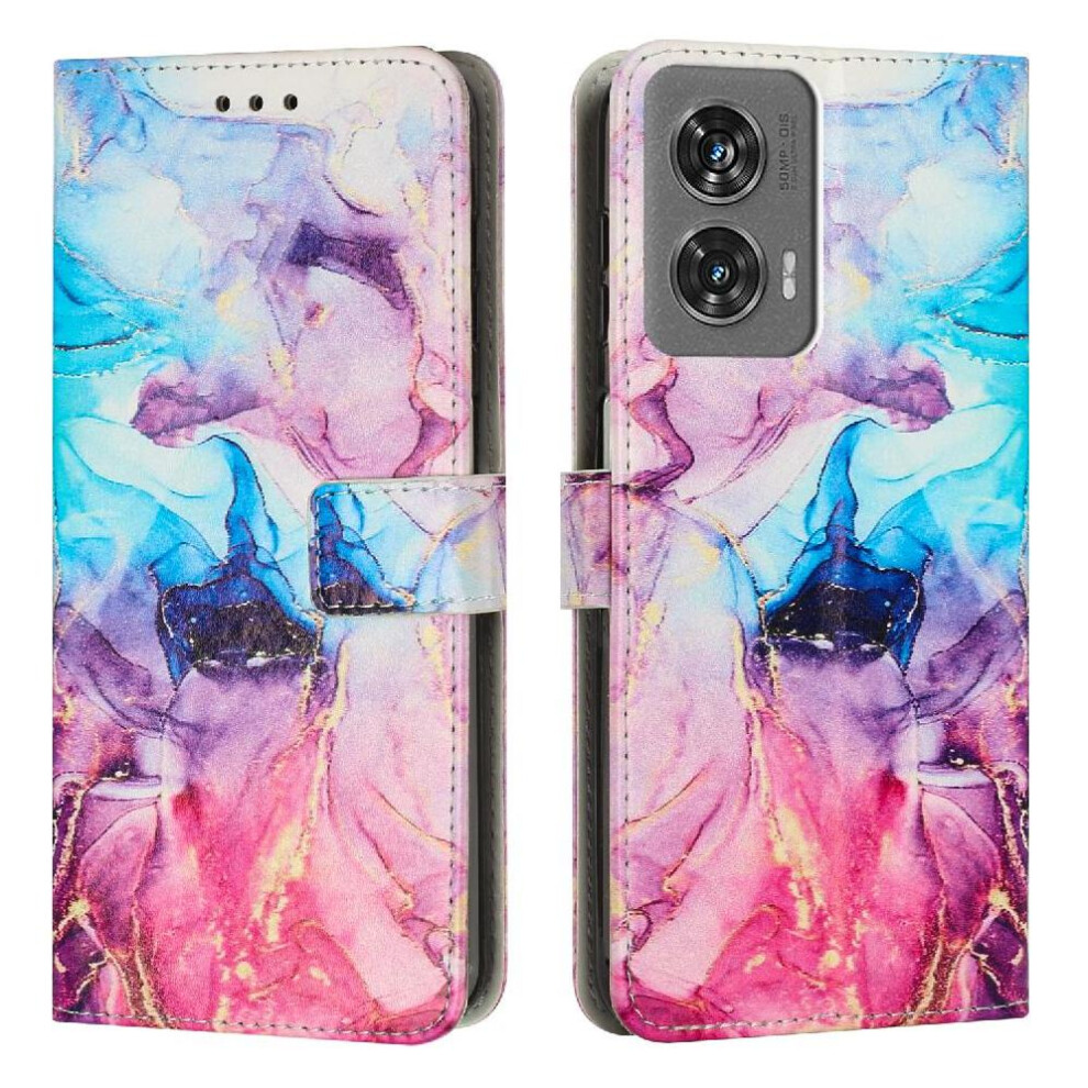(Pinkish ) Flip Case For Motorola Moto G35 5G Wallet Case Buckle Flap Painted Marble Card Insertion Purple 764563409778