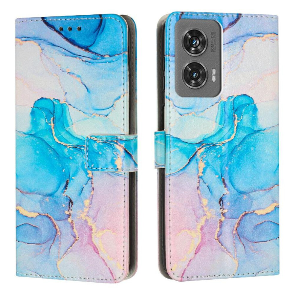 (Soft ) Flip Case For Motorola Moto G35 5G Wallet Case Buckle Flap Painted Marble Card Insertion Green 764563409754