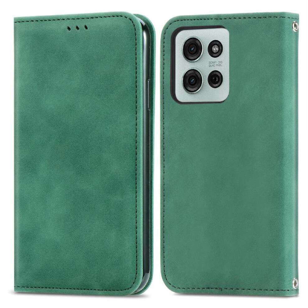 (Green) Flip Case For Motorola Moto G75 Shockproof Flip Cover Wallet Leather Case Simple Business Green 764563410774