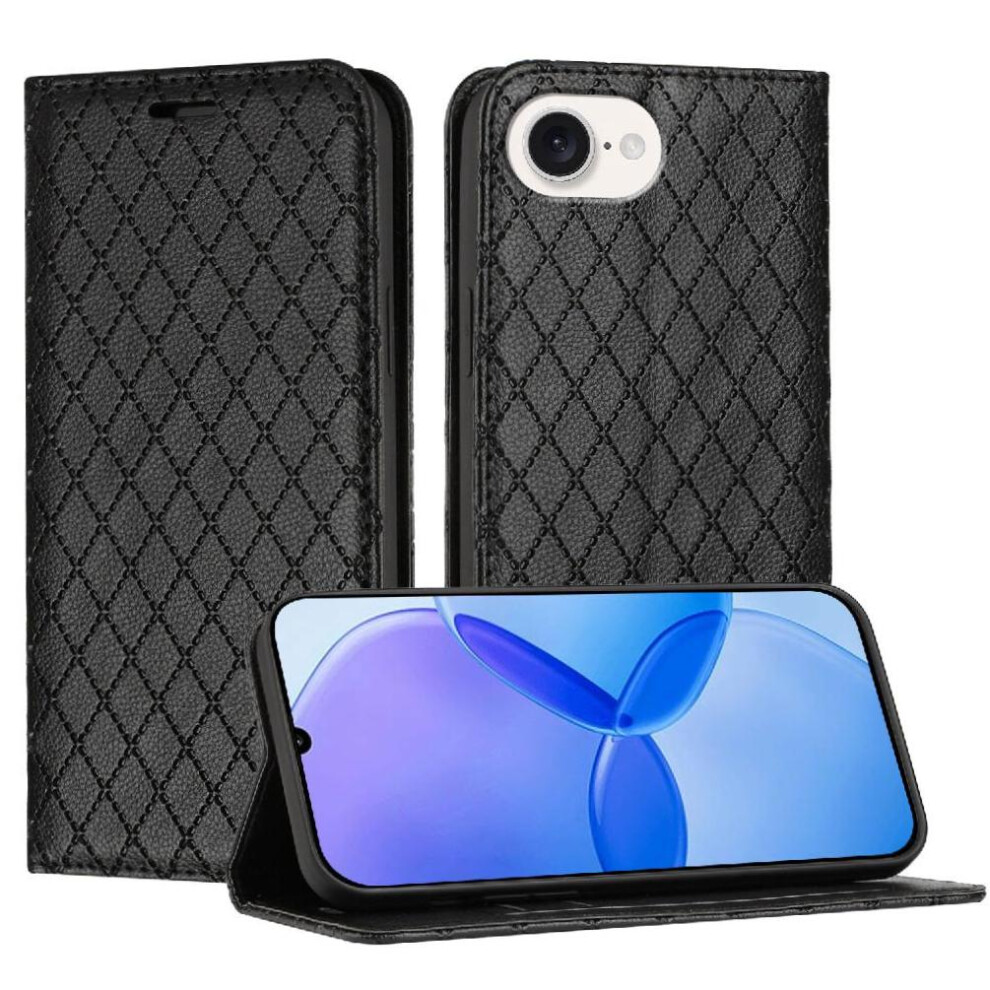 (Black) Case For Iphone 16E Card Slots Holder Flip Business Magnetic Shell Wallet Black 764563411474