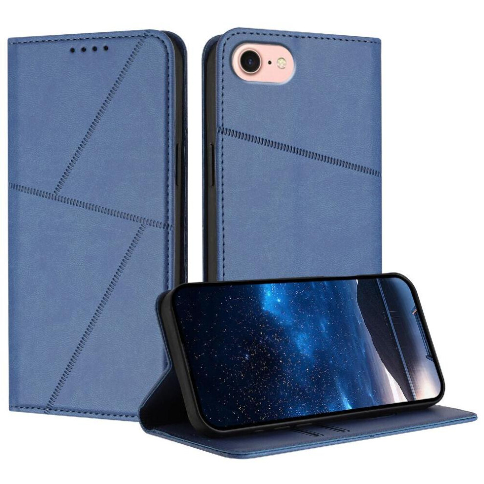 (Blue) Case For Iphone 16E Anti-Fingerprint Matte Texture With Card Slots And Kickstand Shockproof Cover Blue 764563411504