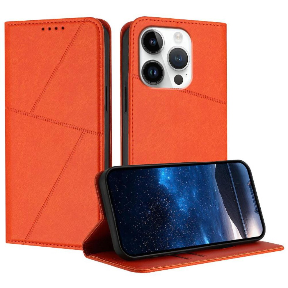 (Orange) Case For Iphone 16 Pro Max Shockproof Cover Anti-Fingerprint Matte Texture With Card Slots And Kickstand Orange 764563411627