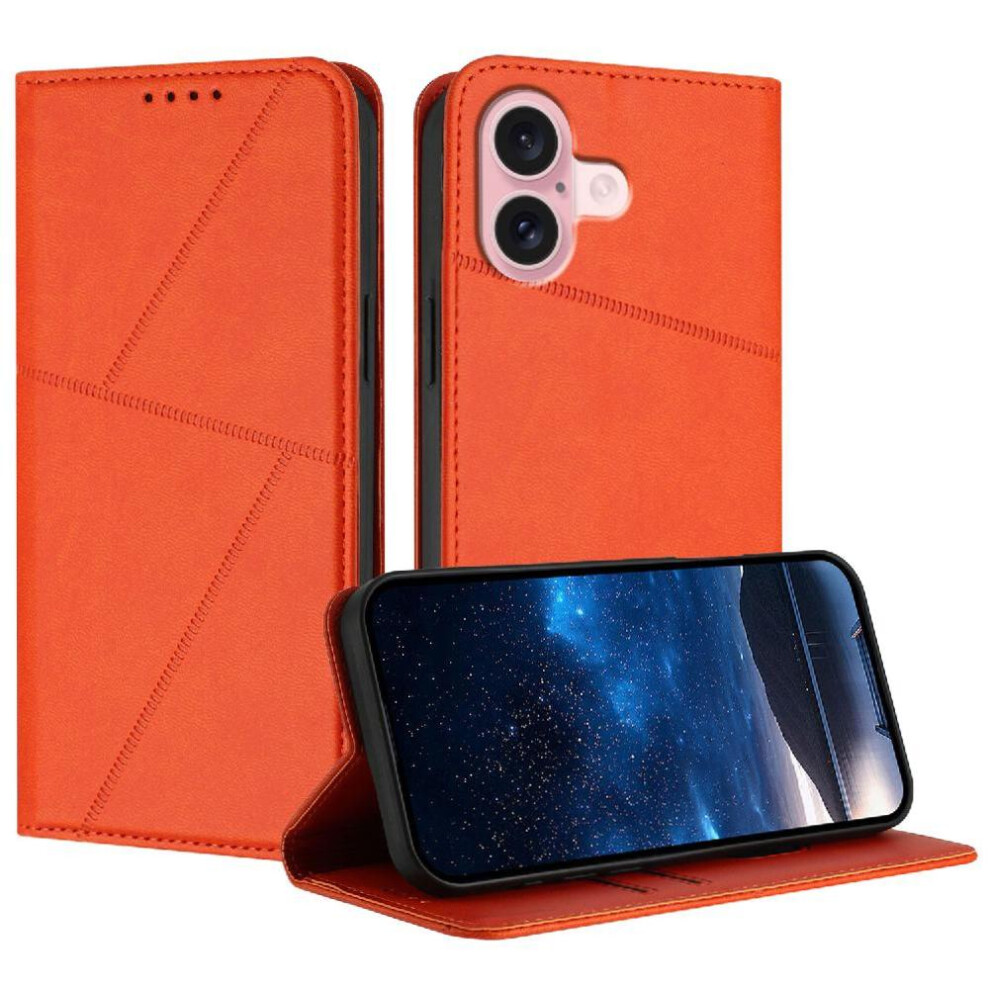 (Orange) Case For Iphone 16 Anti-Fingerprint Matte Texture Shockproof Cover With Card Slots And Kickstand Orange 764563411863