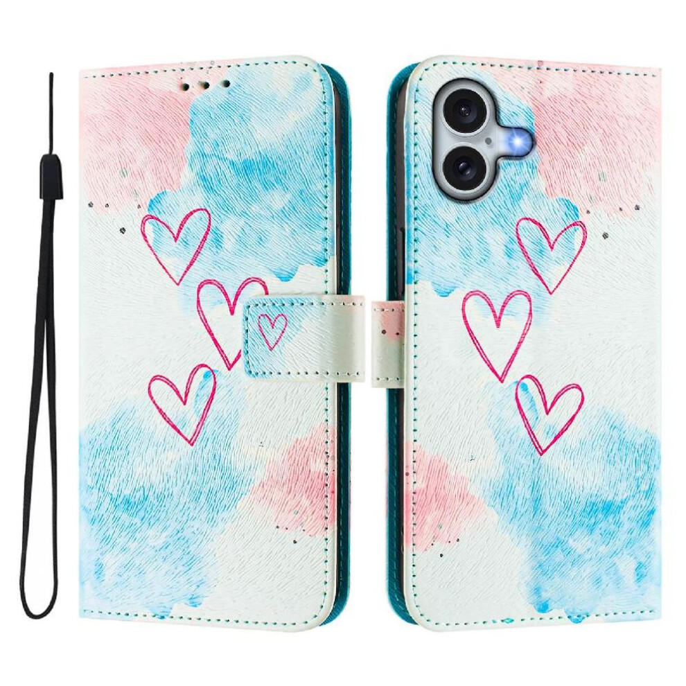 (C6) Case For Iphone 16 Plus Pattern Magnetic Closure Wrist Strap Flip Leather Wallet 764563412150