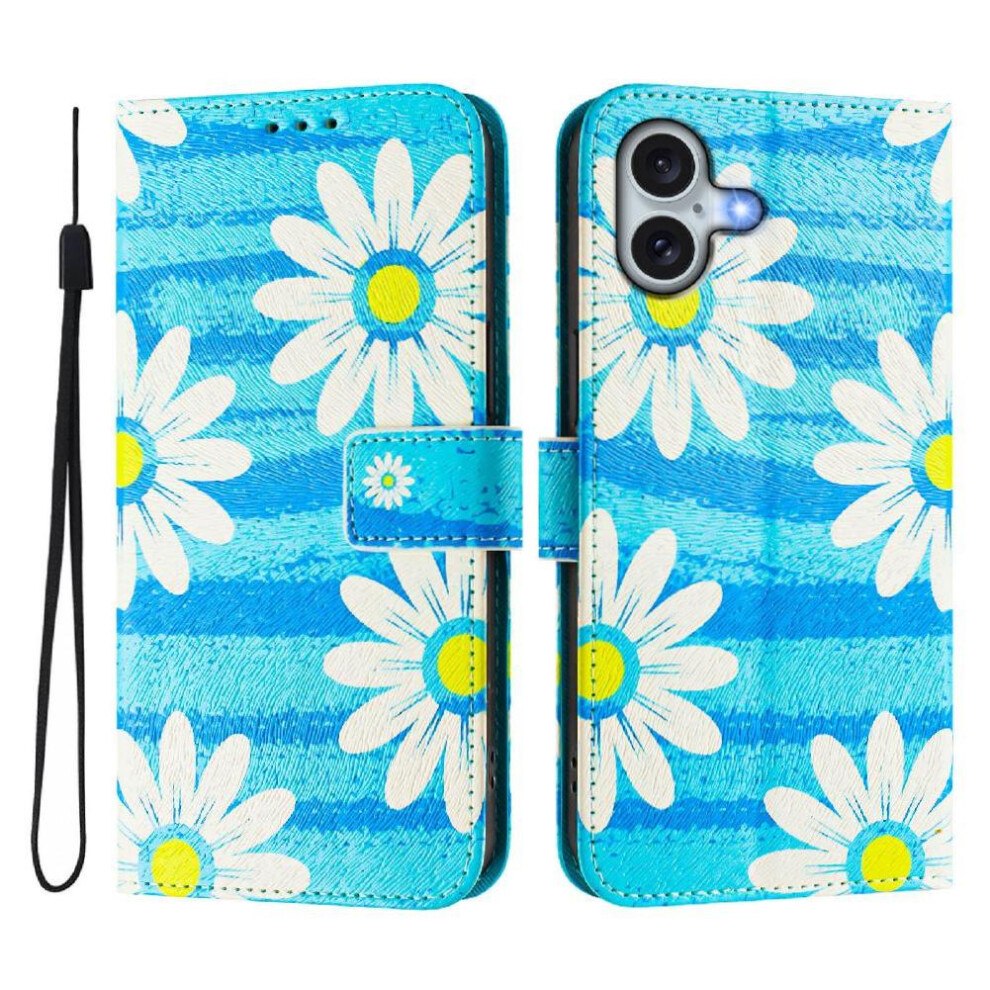 (C3 ) Case For Iphone 16 Plus Pattern Magnetic Closure Wrist Strap Flip Leather Wallet 764563412129