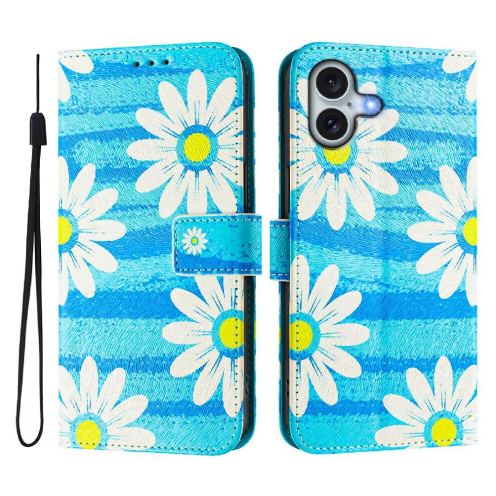 (C3 ) Case For Iphone 16 Wrist Strap Flip Leather Wallet Pattern Magnetic Closure 764563412181