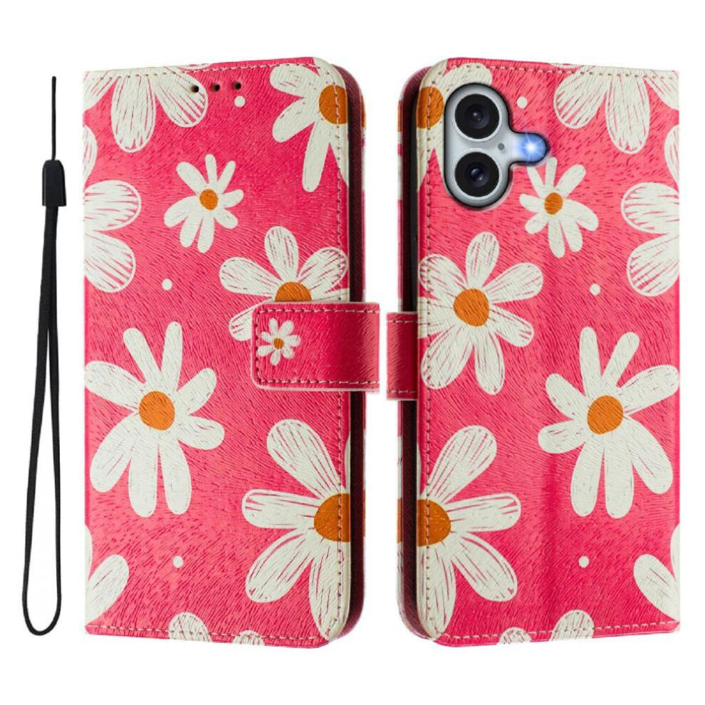 (Ohter) Case For Iphone 16 Wrist Strap Flip Leather Wallet Pattern Magnetic Closure 764563412198