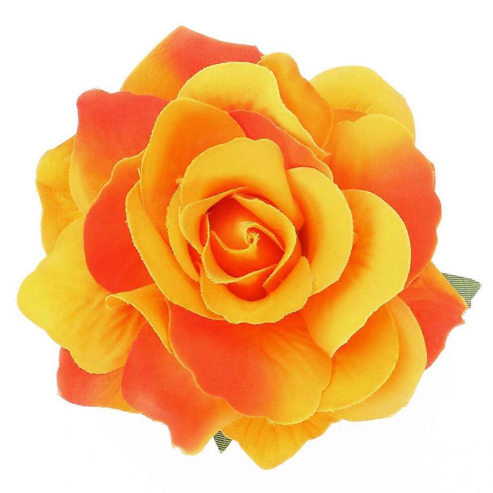 Kricely (As Show, One Size) 2 In 1 Artificial Big Rose Flower Hairpin Hair Clips Flower Brooch For Women Party (Orange)