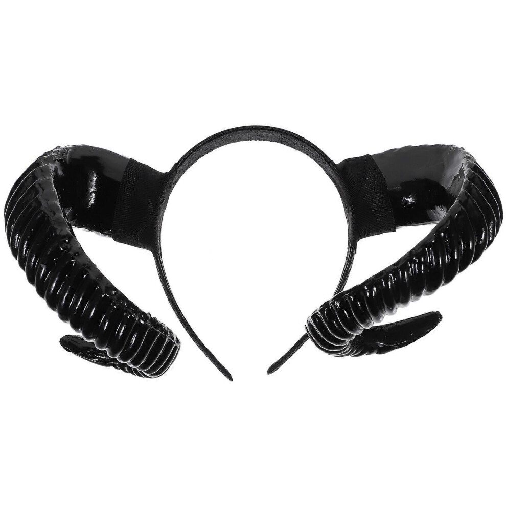 Kricely (As Show, One Size) Artificial Sheep Horn Headband Cosplay Hair Performance Hair Band Hair Accessories Black