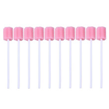 (As show, One size) 100pcs Disposable Sponge Stick Mouth Care Sponge Tooth Cleaning Sponge Swab Oral Care (Pink)