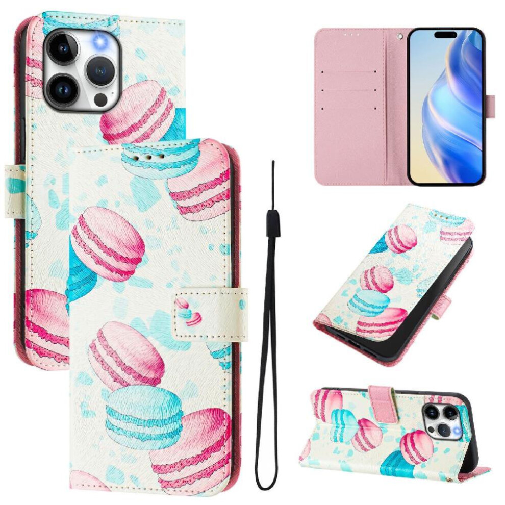 (C5 ) Case For Iphone 16 Pro Flip Leather Wallet Pattern Magnetic Closure Wrist Strap 764563412266