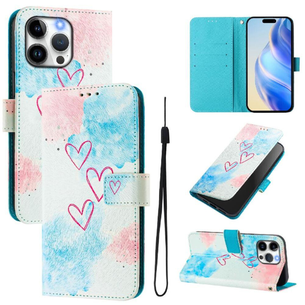 (C6) Case For Iphone 16 Pro Flip Leather Wallet Pattern Magnetic Closure Wrist Strap 764563412273