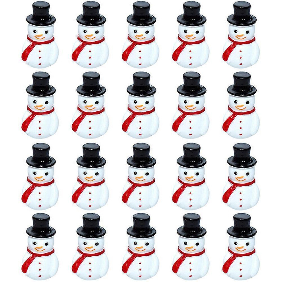Kricely (As Show, One Size) 30Pcs Miniature Snowman Charms Snowman Figurines Miniature Christmas Decors