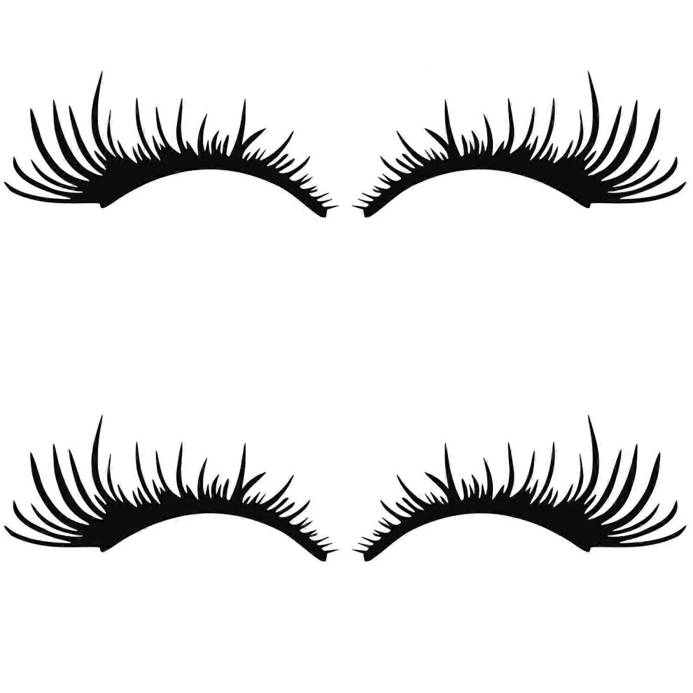 Kricely (As Show, One Size) Garneck 2 Pairs Car Headlight Eyelashes Stickers Fashion Unique Fake Eyelash Stickers For Car Body Rearview Mirror (Black) Black