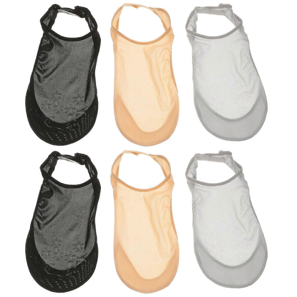 Kricely (As Show, One Size) 3 Pairs Of Stylish Half Palm Socks Shallow-Cut Ice Silk Socks Anti-Skid Boat Socks Cooling Invisible Socks Base Dot Glue Socks For