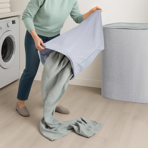 90L Laundry Basket with 2 Removable Laundry Bags Separation Basket 2