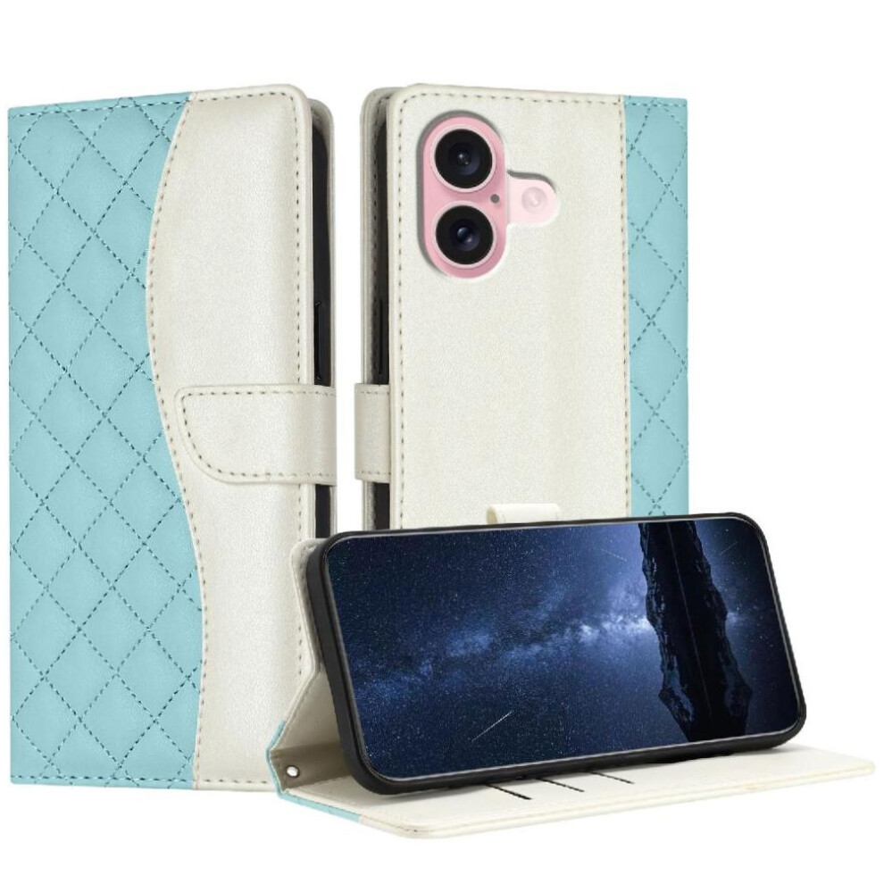 Photos - Case  Flip  for iphone 16 Magnetic Light Color Wrist Strap Wallet Protection Card Slots Holder(Green)