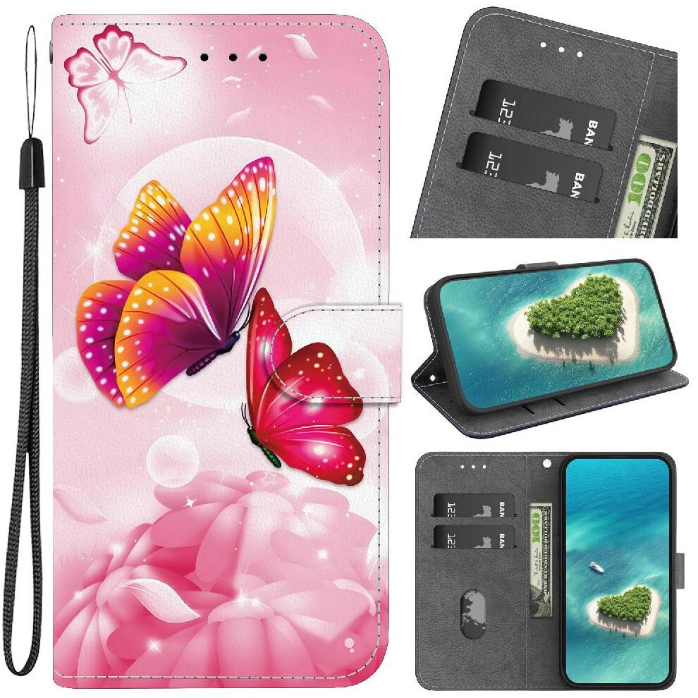 (C2) Compatible With Iphone 16 Case Pu Leather Pattern Cover Card Slots Card Slot Kickstand 764563413270