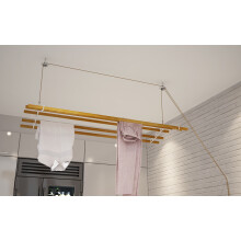 (6 Lath White, 1.2m) Pulley Clothes Airer Ceiling Maid Victorian Laundry Rack Maiden Kitchen Dryer 4,6,7 Laths with & without laths