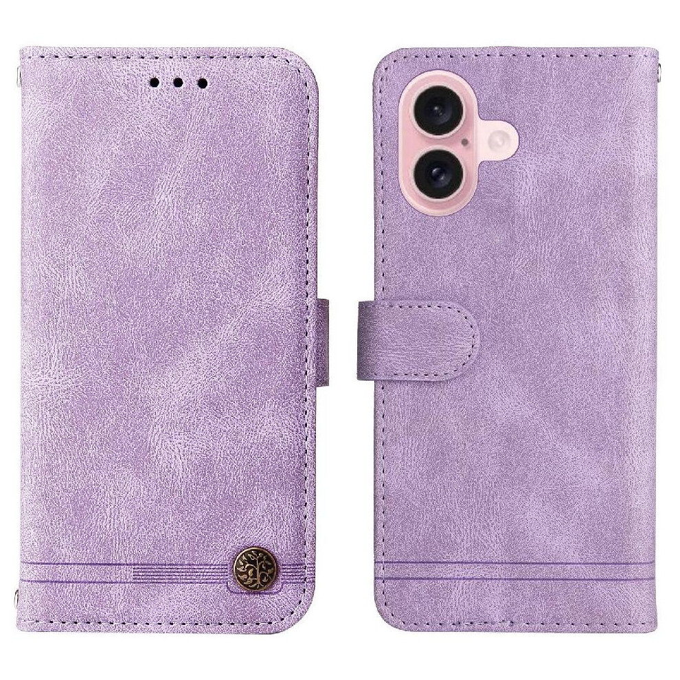 (Purple) Compatible With Iphone 16 Plus Case Leather Card Slot Holders Protective Cover Purple 764563414857