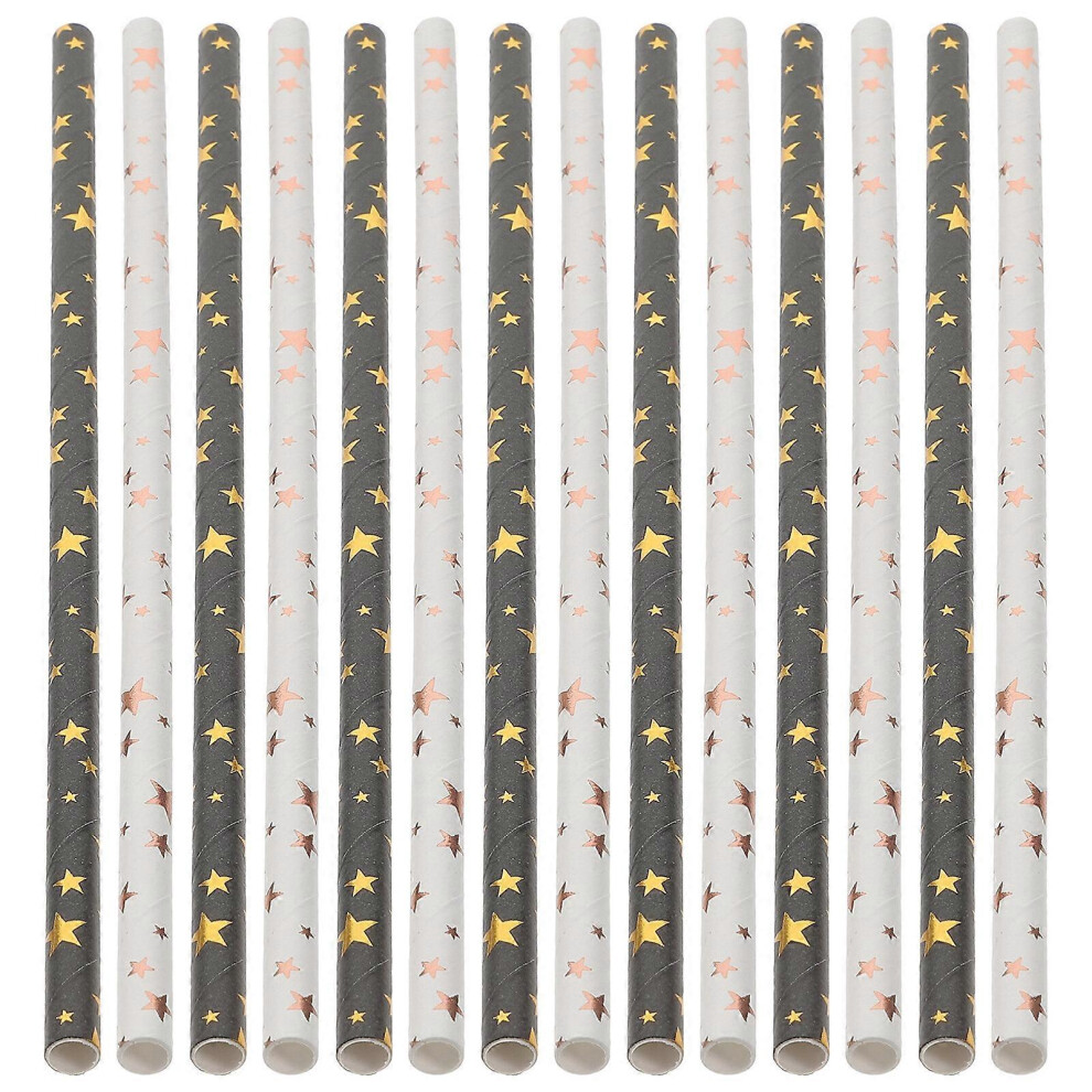 Kricely (As Show, One Size) 100Pcs Degradable Paper Straws Delicate Paper Straws Disposable Drinking Straws