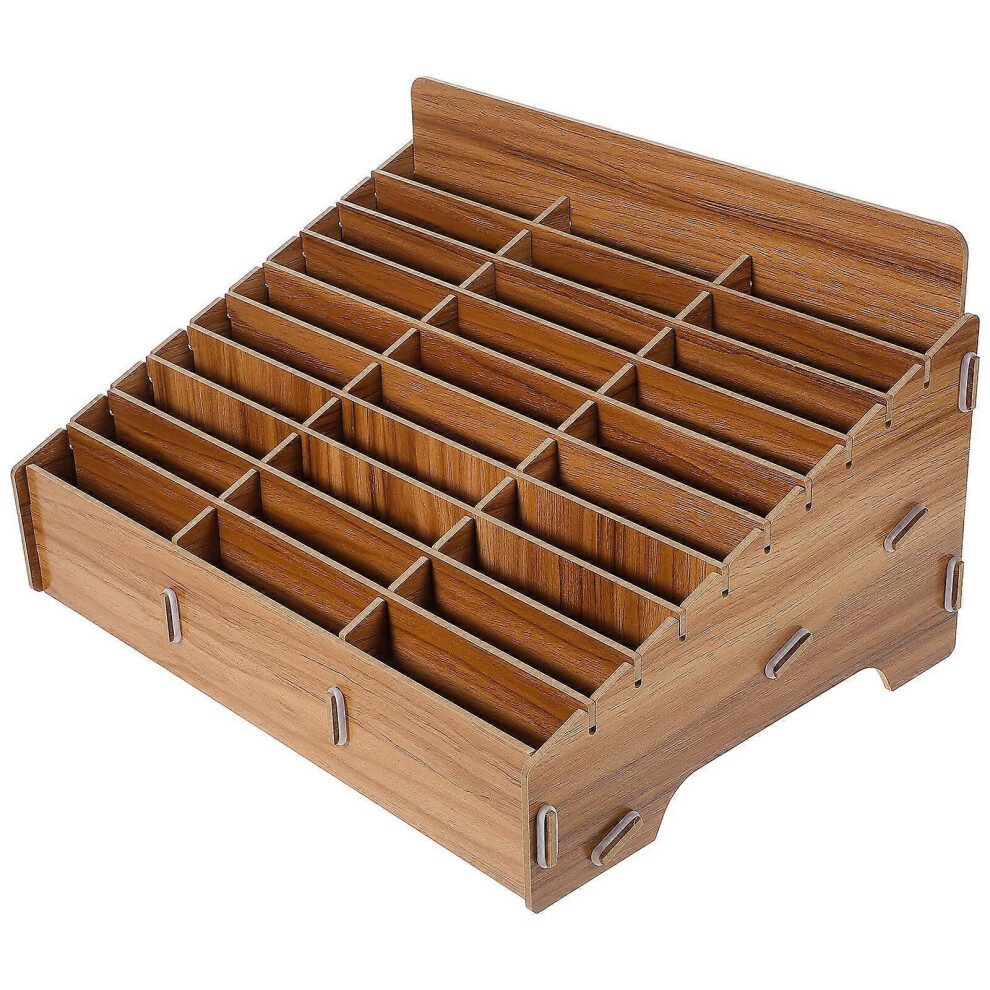 Kricely (As Show, One Size) Wooden 30-Grid Cell Phones Storage Box Desktop Mobile Phone Holder Organizer