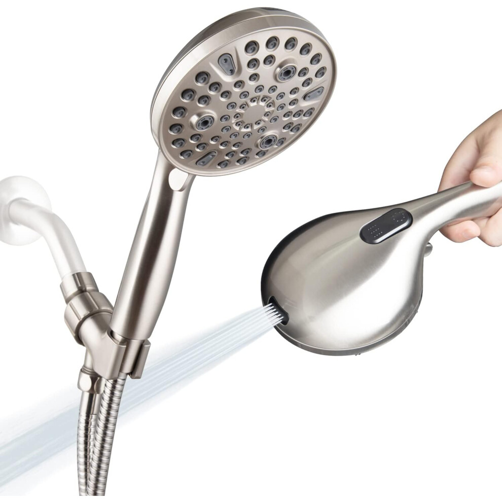 Phantom Cables Wi1-41S High Pressure Handheld Shower Head, 10-Setting Showerhead, 4.7ÂDetachable Showerhead Set With 5Ft Hose, Adjustable Bracket 749691193539