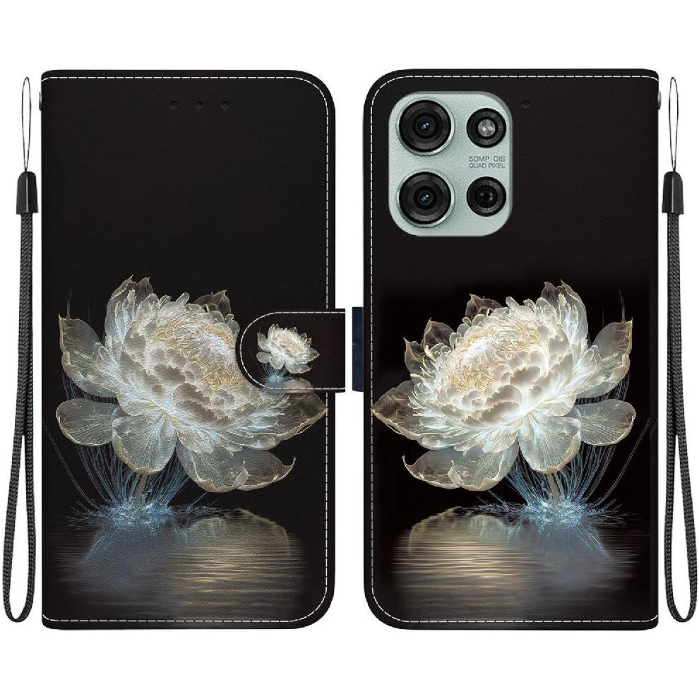 (C3 ) Flip Case For Motorola Moto G75 Card Slots Magnetic Closure Pu Leather Wallet Butterfly Flower Painted 764563416783