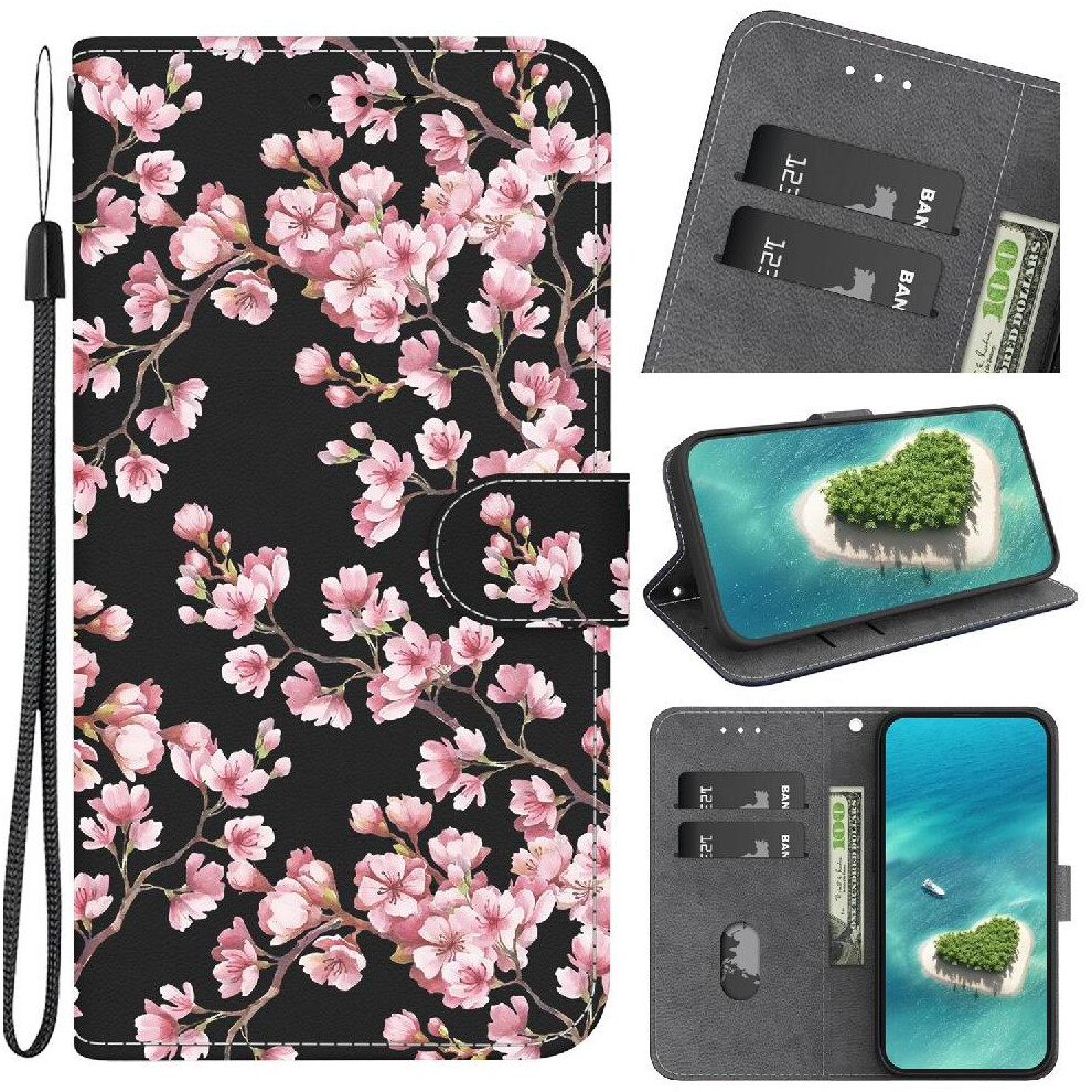 (C8 ) Flip Case For Motorola Moto G75 Card Slots Magnetic Closure Pu Leather Wallet Butterfly Flower Painted 764563416837
