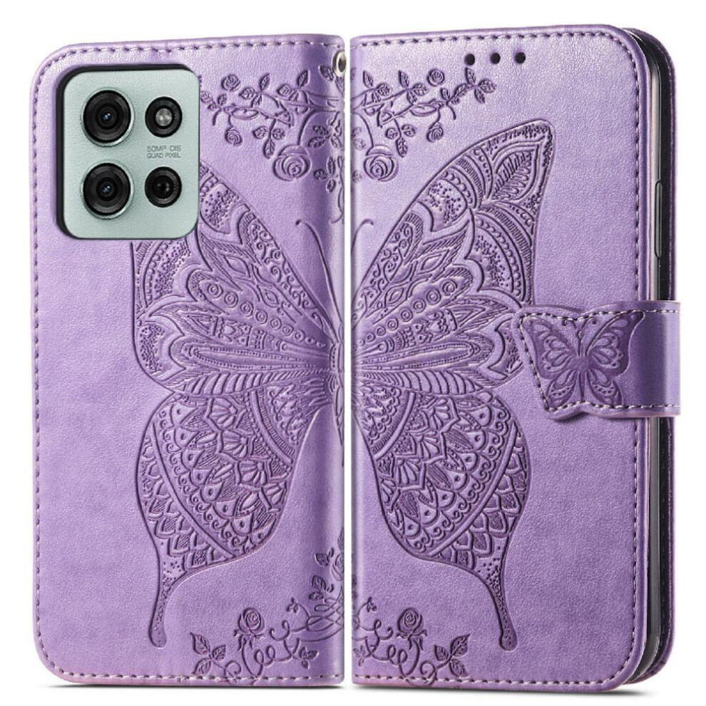 ( Violet) Flip Case For Motorola Moto G75 Wing Multi-Color Business Wallet Butterfly Light 764563417148
