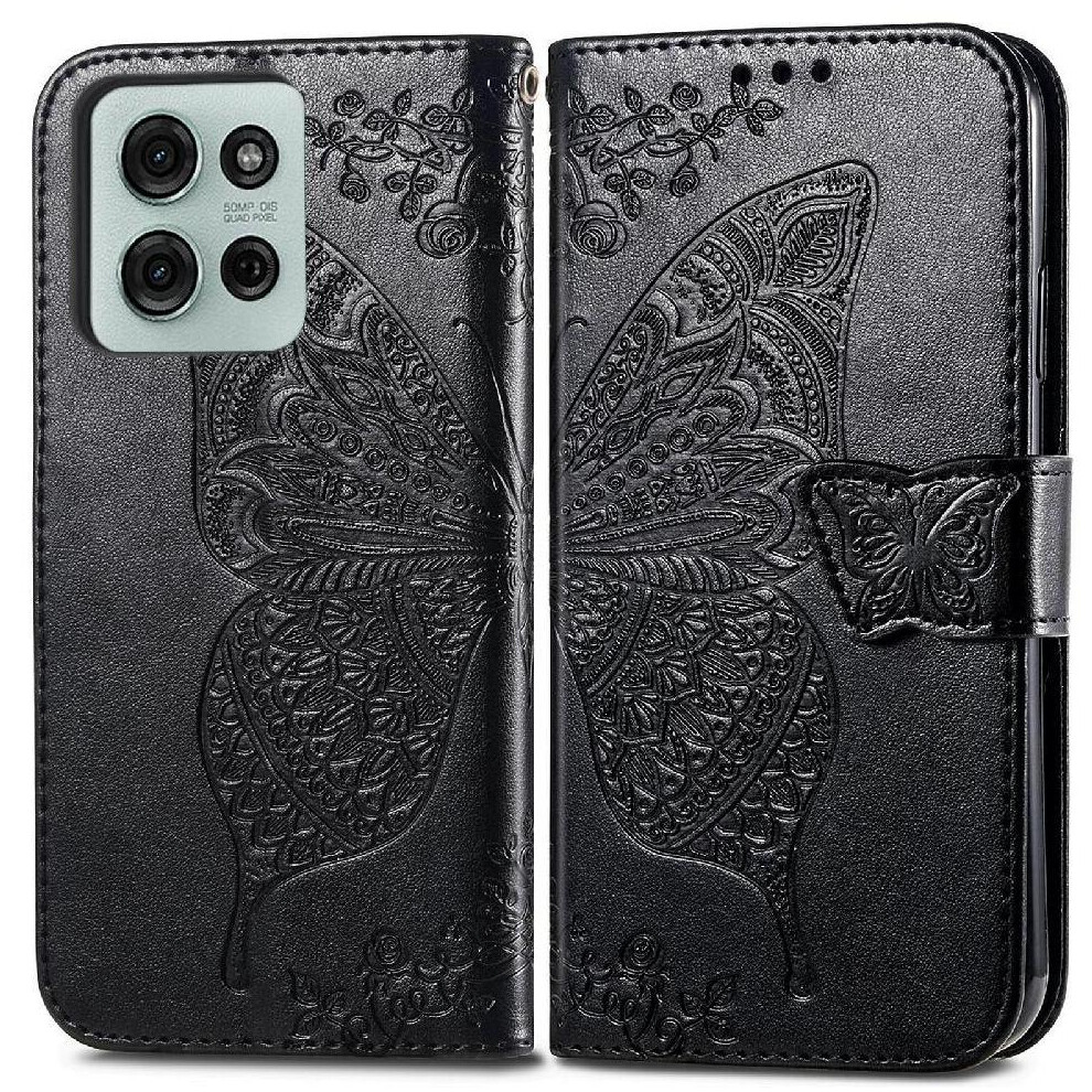 (Black) Flip Case For Motorola Moto G75 Wing Multi-Color Business Wallet Butterfly Black 764563417124