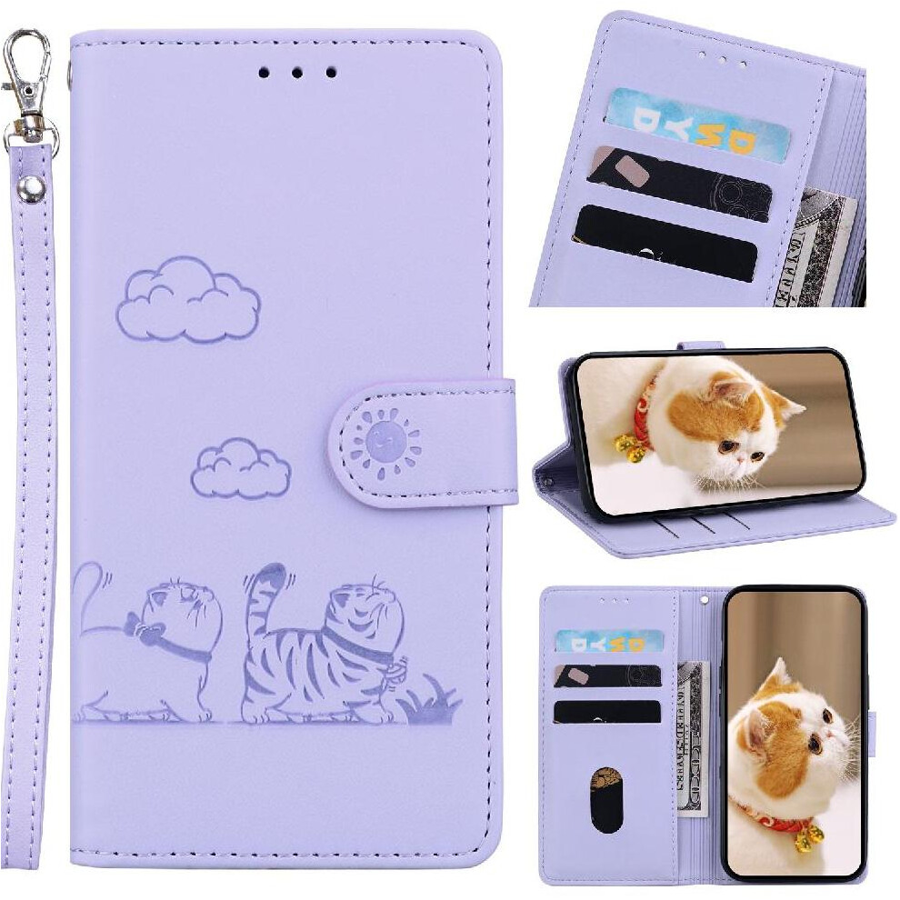 (Purple) Flip Case For Motorola Moto G75 Cat Rfid Leather Wallet Card Slot Holder Kickstand Purple 764563417346