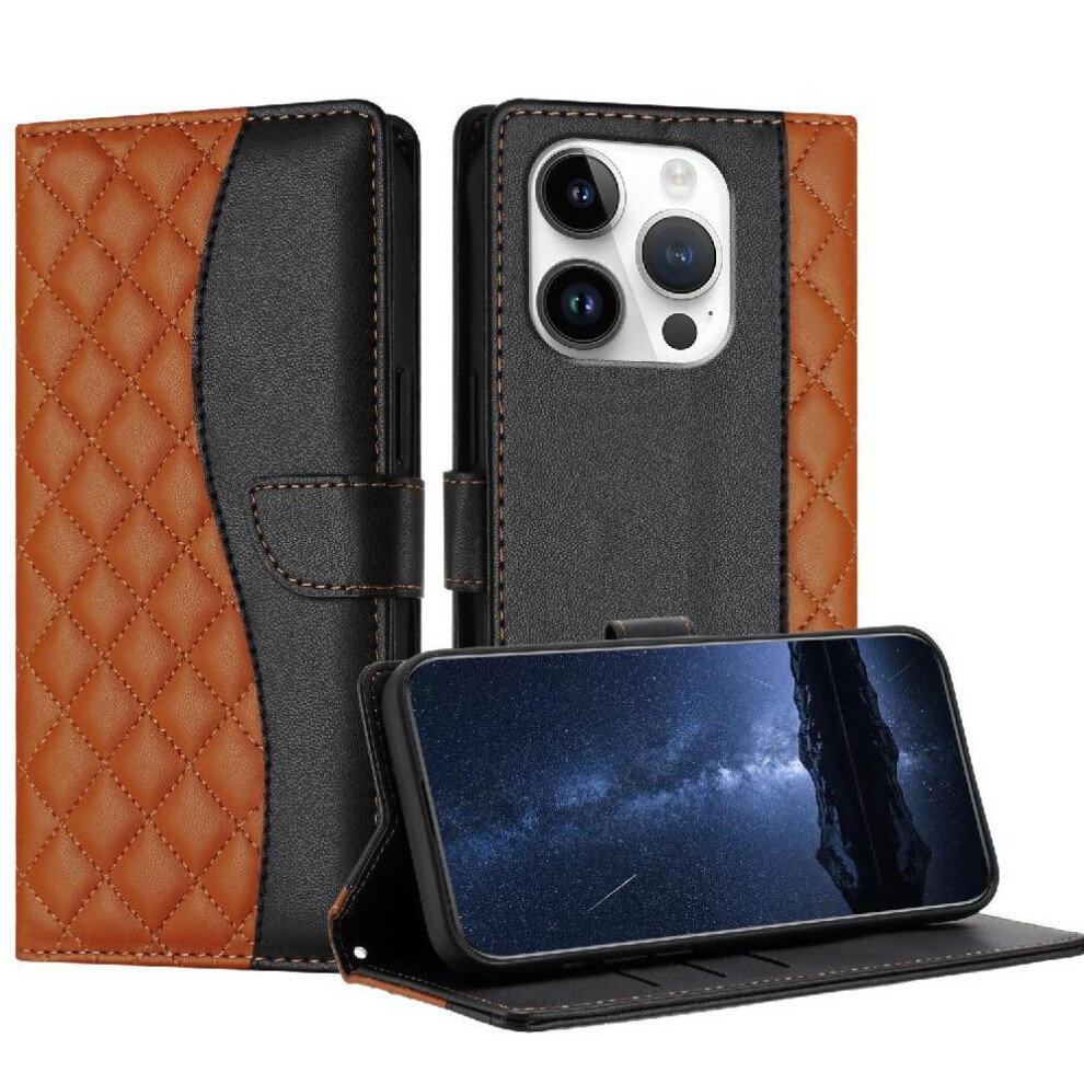 Photos - Case Flip for iphone 16 Pro Magnetic Wallet Protection Wrist Strap Card Slots Holder Pu Leather(Brown)