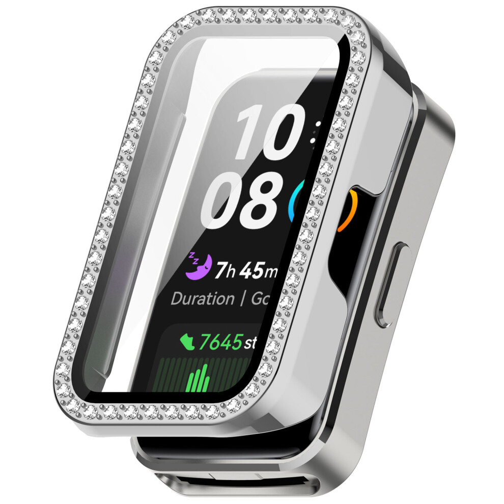 Watch Case Protective Case For Huawei Band 10/10 Nfc/9/9 Nfc/8/8 Nfc Single Row Diamond Case Film One Piece Electroplated Silver Silver,Not,Specified 688249428900