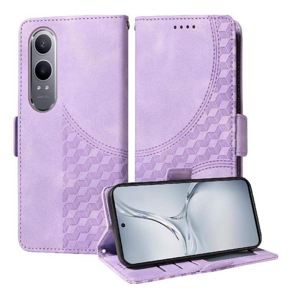 (Purple) Case For Oneplus Nord Ce4 Lite Protective Cover Leather Quilted Pattern Card Slot Holders Purple 764563418527