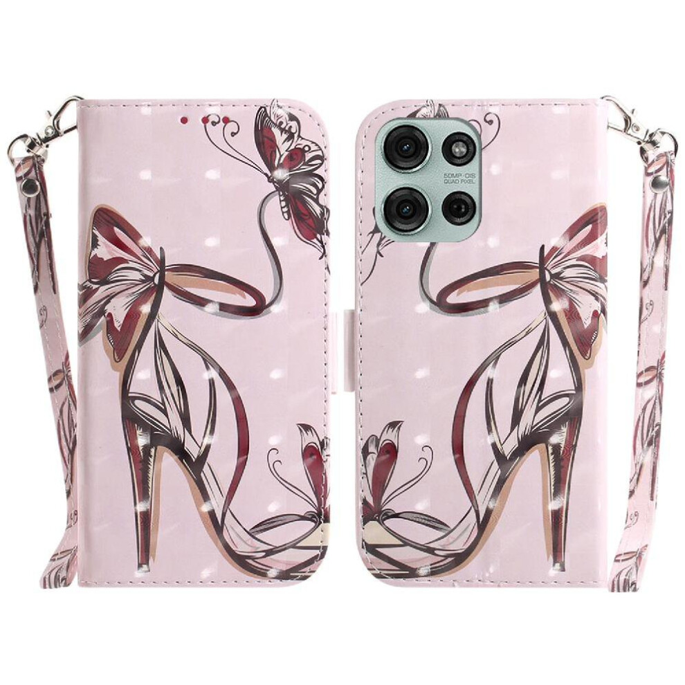 (C6) 3D Painted Protective Case For Motorola Moto G75 Magnetic Closure Card Slots Pu Leather Wallet Lanyard 764563418640