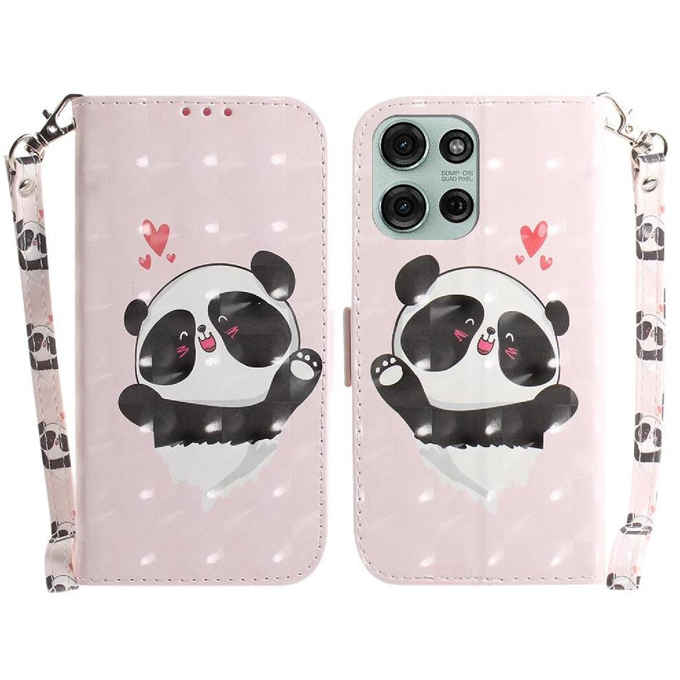 (C7 ) 3D Painted Protective Case For Motorola Moto G75 Magnetic Closure Card Slots Pu Leather Wallet Lanyard 764563418657