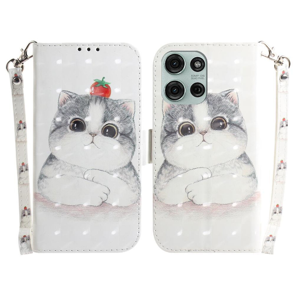(C10) 3D Painted Protective Case For Motorola Moto G75 Magnetic Closure Card Slots Pu Leather Wallet Lanyard 764563418688