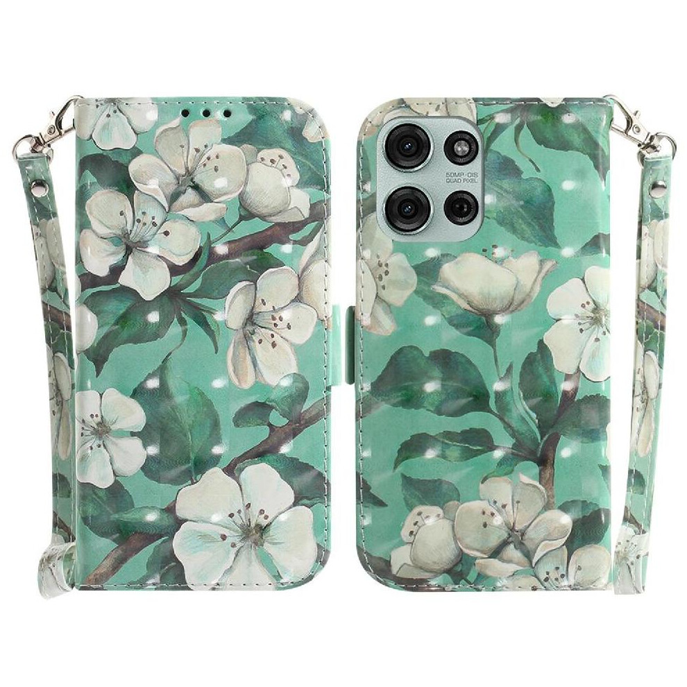 (C11 ) 3D Painted Protective Case For Motorola Moto G75 Magnetic Closure Card Slots Pu Leather Wallet Lanyard 764563418695
