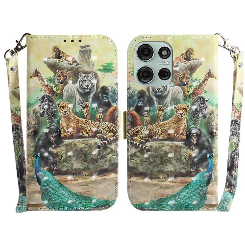 (Ohter) 3D Painted Protective Case For Motorola Moto G75 Magnetic Closure Card Slots Pu Leather Wallet Lanyard 764563418626